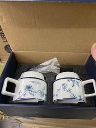 Bộ 2 Ly Sứ Hoa Hồng kèm thìa - Ly sứ uống cafe kèm thìa Ly capuchino