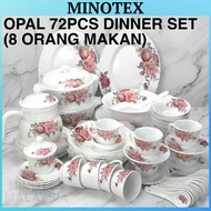 Opal 72pcs Round Dinner Set Kaca Opal Floral Round / Set Makan 8 Orang / 72PCS Opal Glass Dinner Set