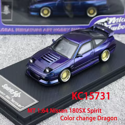 MT 1:64 Scale 180SX Spirit Color Change Dragon Alloy Sports Car Model Vehicle Toys Collectible Simul