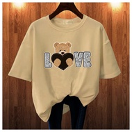 GET FASHION - BAJU KAOS ATASAN WANITA KOREAN STYLE BAJU KAOS IMPORT BEAR LOVE BLUS JUMBO OVERSIZE BI