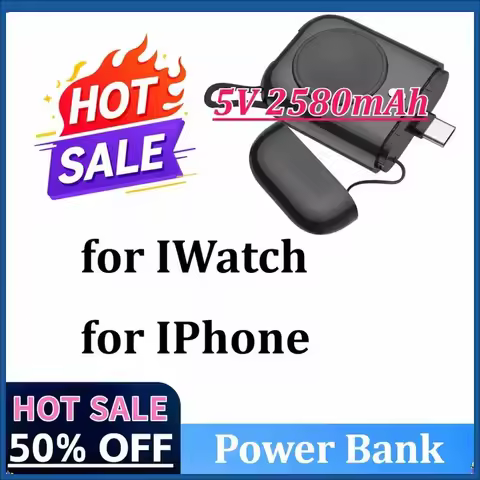5V 2580mAh Mini Wireless Power Bank Portable 3-in-1 Small Powerbank Charger Type-C External Spare Ba
