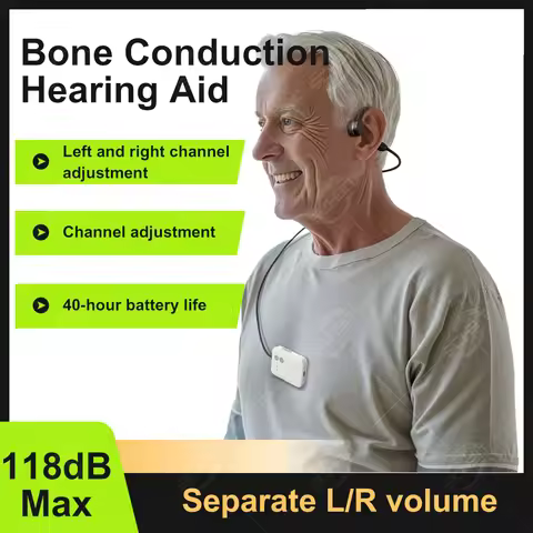 Bone Conduction Hearing Aid for Hearing Loss Elderly Children&Deafness,64Channel 118dB Max SPL,3Band