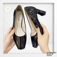 7cm high patent leather shoes with block heel, easy to move in - (64THGHD)