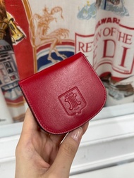 中古正品 Celine 徽章真皮零錢包 首飾收納包 散紙包 硬幣收納