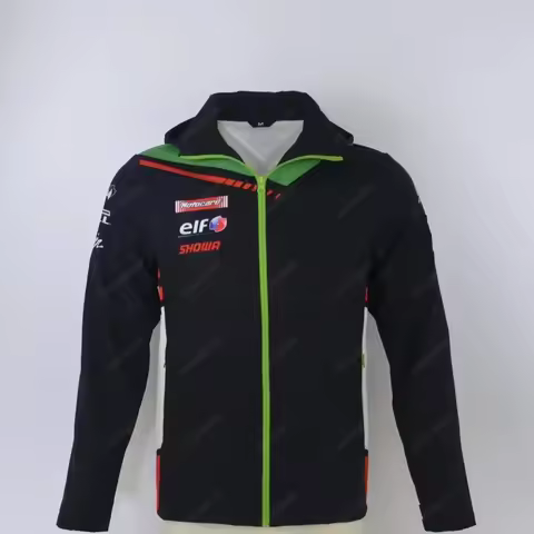 WorldSBK For KAWASAKI Motorcycle Factory Racing Team Ride Black Green Keep Warm Fleece Sportswear Me