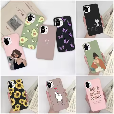 Casing For Xiaomi Mi 11 Cute Cartoon Daisy Matte Shockproof Fundas Phone Back Cover For Xiomi Mi 11 