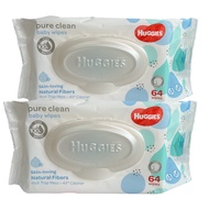 [1แถม1] ใหม่! Huggies Pure Clean Baby wipes 64แผ่น ผ้าเปียกฮักกี้