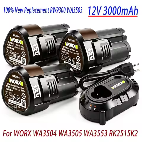 100% New 12V 3000mAh RW9300 WA3503 Replacement Li-ion Battery For Worx WA3504 WA3505 WA3553 RK2515K2