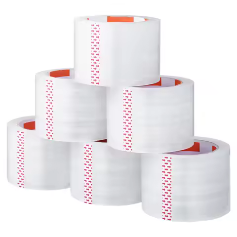 SucceBuy 6/24 Rolls 7.6CM 70M High Viscosity Clear Adhesive Tape Transparent Packaging Tape for Offi