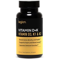 LEGION Vitamin D+K & Effective Formulation - Vitamin D3, K2 & K Immunity Boost - K1, K2 & D3 Vitamin