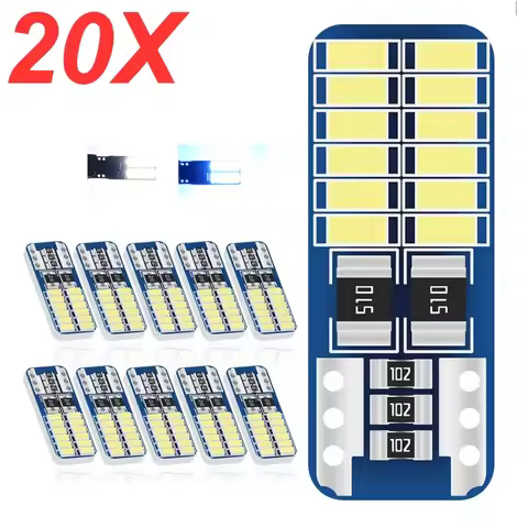 10/20PCS T10 W5W LED Canbus 3014 24SMD No Error 194 168 Car Interior Instrument Light Bulb Lamp 12v 