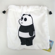 We Bare Bears Panda Bear Velvet Drawstring Bag Pouch Storage Case Casing