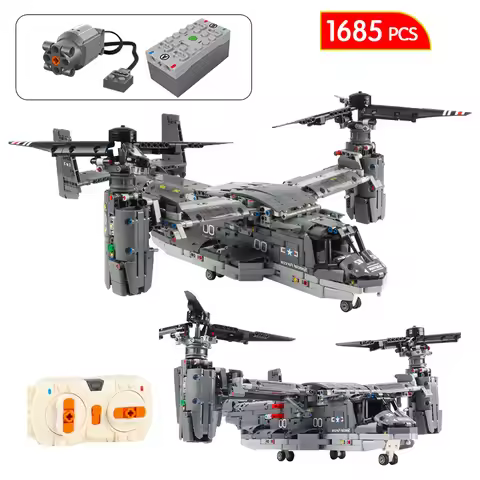 1685Pcs City Military Osprey Fighter RC Aircraft WW2 Building Block Remote Control Bricks Airplane T