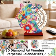 HUISHU Diamond Art Perpetual Calendar Kits,  Wooden Diamond Art Calendar,  DIY Handmade Rotating Dia