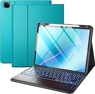iPad Pro 12.9 Case with Keyboard, Backlit Trackpad Keyboard for iPad Pro 12.9 inch 6th Generation 5th/4th 3rd Gen, iPad Keyboard 7 Color Folio Cover Detachable Wireless with Pencil Holder (Peacock)