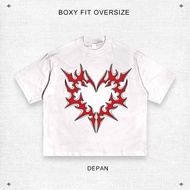 HRX | Oversized Boxy Fit T-Shirt ‘RED HEART 24s Combed Cotton T-Shirt