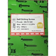 MK 540 DS-FH SELF DRILLING SCREW #10 X 1-1/2" ZPH (500PCS) SCREW FOR METAL SKRU EKOR UDANG KUNCI BES