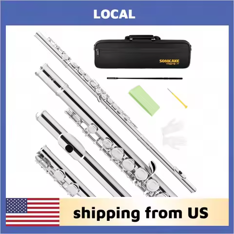 SONICAKE Local Flute 16 Closed Holes C Key for Practice Flute Concert Musical Instrument with Box Cl