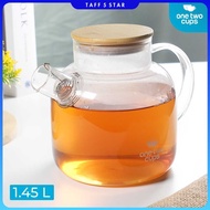 One Two Cups Heat Resistant Glass Teapot Borosilicate 1.45L - BR-384