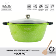 iGOZO Maxima Non Stick Granite Casserole Pot Cookware Periuk Batu Granite Original (40cm) [FREE Spatula+Silicone Handle]