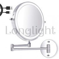 8 Inch Wall Mounted Makeup Mirror USB Rechargeable LED 3 Color Lights Two Sided 1X/10X Magnifying Mi