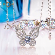 PT950 Platinum Luxury Diamond Embedded Moissanite Butterfly Knot Necklace Women High End Clavicle Ch