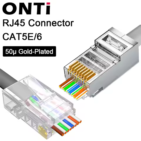CAT6 CAT5E Pass Through RJ45 Modular Plug Network Connectors UTP 50u Gold-Plated 8P8C Crimp End for 