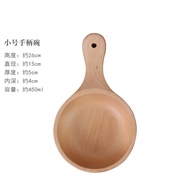 YQ27 Japanese-Style Wood Tableware Creative Instant Noodle Bowl Wooden Kimchi BowlLOGOFruit Salad with Handle Wooden Bow
