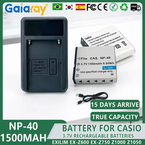 NP-40 Charger 1500mAh NP40 CNP-40 Battery for Casio Exilim EX-Z600 EX-Z750 Z1000 Z1050 Z1080 FC100 F