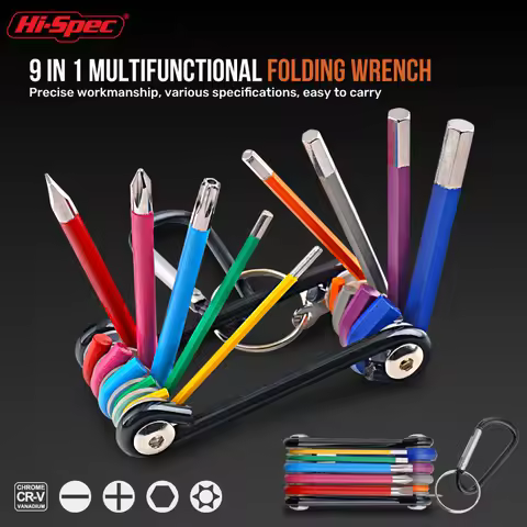Hi-Spec 1pc Colorful Metal Metric Allen Wrench Set 9 In 1 Hex Screwdriver Allen Keys Portable Set H/
