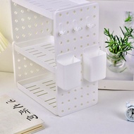 Hollow Desktop Double-Layer Storage Rack Muji Style Hole Board Hook Pen Holder Office Storage Organizing Rack d424