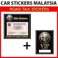 Roadtax and Owner Car Sticker - Alfa Romeo Combo Set