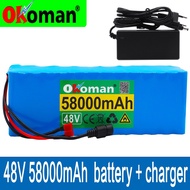 2026 New 48v Li-ion Battery 58Ah 1000w 13S3P Li-ion Battery Pack For 54.6v E-bike Electric Scooter W