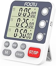 FCXJTU Digital Dual Kitchen Timer, 3-Channel Magnetic Countdown Stopwatch Timer for Cooking, Large D