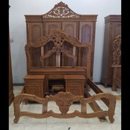 SET KAMAR KAYU JATI JEPARA UKIRAN ANGGREK