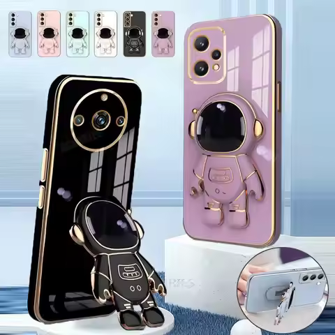 Realme11 Astronaut Holder Luxury Plating Case For Oppo Realme 11 Pro Plus 10 9 8 8i 9i 4g 5g 11pro S