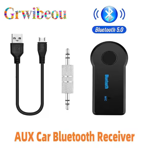 2 in 1 Car Wireless Bluetooth 5.0 Receiver Adapter 3.5mm AUX Jack For Car Music Audio Aux A2dp Headp