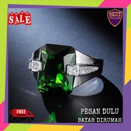 Men's Ring Crystal Sapphire Ring Stainless Steel Titanium Ring Cool Men's Ring Obsidian Glass Stone 