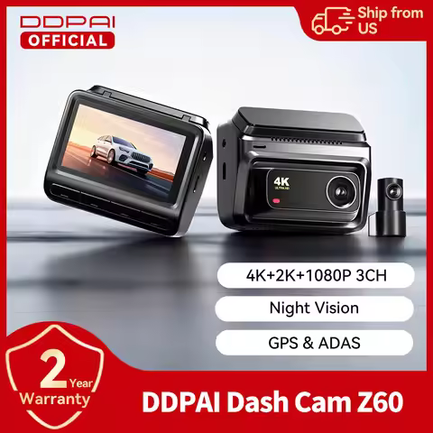 DDPAI Z60 4K+2K+1080P Dash Cam Support Rear and Interior Car DVR GPS ADAS 5GHz WiFi NightVIS 2.0 Das