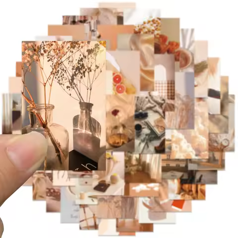 52pcs Ins Autumn Beige Scrapbook Stickers DIY Diary Laptop Luggage Skateboard Graffiti Decal Fun Sty