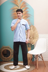 Setelan Pakaian Muslim Remaja Baju Koko Alwi Zahir Shine Model Pakistan 10-16 Tahun Lengan Pendek