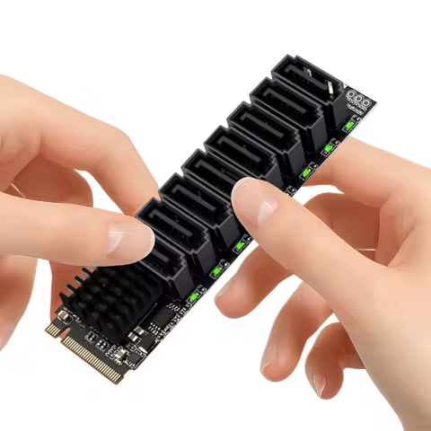 M.2 PCIE To SATA Expansion Card ASM1166 6Gbps 8 Port M.2 NVMe To SATA 3.0 Expansion Card with Smart 