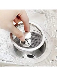 1 Pieza Tapón De Desagüe De Piso De Acero Inoxidable, Filtro De Fregadero De Cocina Con Enchufe, Un Colador Redondo Para El Fregadero Con Enchufe, Elegante Filtro De Agua De Acero Inoxidable, Pantalla De Escoria De Lavabo, Filtro Antitaponamiento De Fregadero Moderno Para Cocina