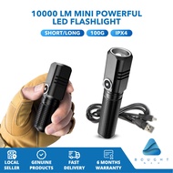 10000 LM Mini Powerful LED Flashlight 3 Modes Usb Rechargeable Built-in Battery Compact EDC Torch