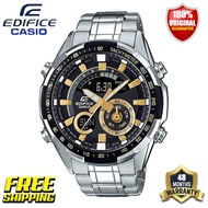 Edifice G-shock ของแท้บุรุษแฟชั่นกีฬานาฬิกากันกระแทกกันน้ำสายเหล็กอัตโนมัติยกมือไฟหน้าจอคู่นำจอแสดงผ