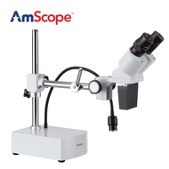 กล้องจุลทรรศน์สเตอริโอ AmScope SE400-Z และแหล่งแสง LED บนยืนบูมแขนเดียว