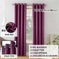 B16 Ready Made Curtain 99%Blackout Siap Jahit Langsir(Free Eyelet/Ring)Langsir RAYA Kain Tebal 99%Polyester Blackout