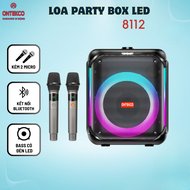 Loa xách tay ONTEKCO 8112 kèm 2 micro loa bluetooth karaoke Bass 20 công suất lớn Led RGB chuyên ngh