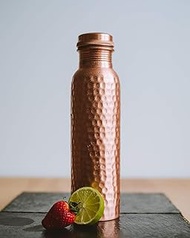 Divine Glance Copper Water Bottle - 34 Oz Extra Large - A Hammered Ayurvedic Pure Copper Vessel For Drinking - Drink More Water, Lower Your Sugar Intake And Enjoy The Health Benefits Immediately