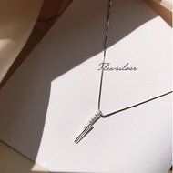[Peinn]Lovely stone-encrusted stylized silver bar women's silver necklace D0180